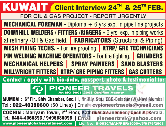 Current opening jobs in kuwait