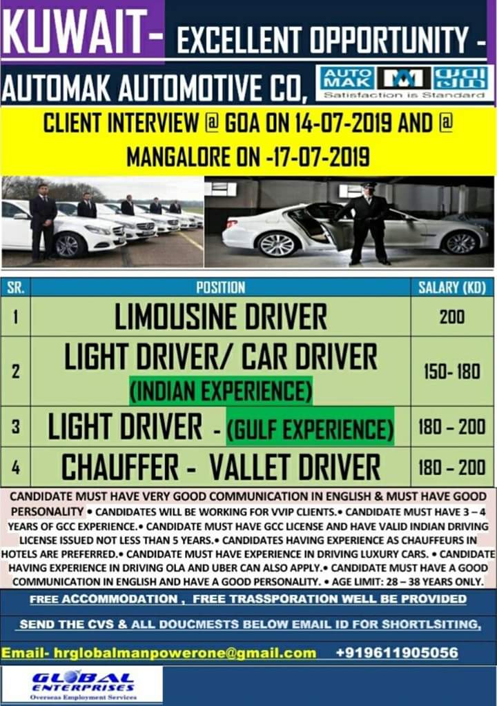 Jobs in Kuwait August 18, 2019