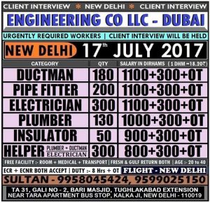 Dubai job vacancy 2017,