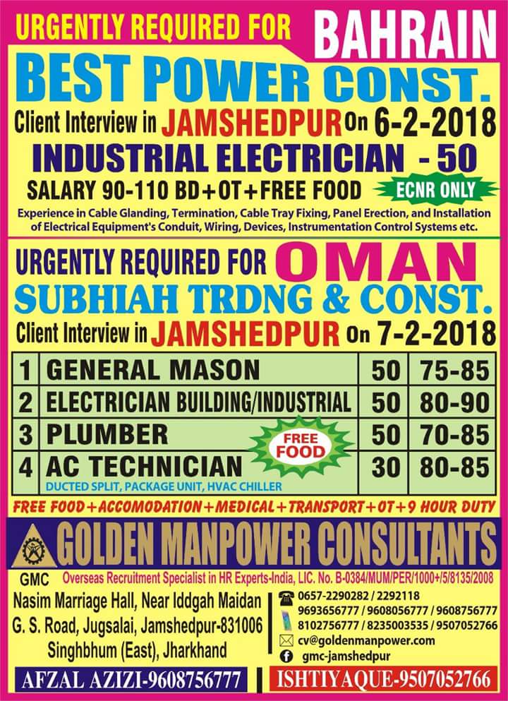 JOBS IN OMAN FOR INDIAN