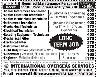 KOC PROJECT – OIL & GAS RECRUITMENT TO MIDDLE EAST
