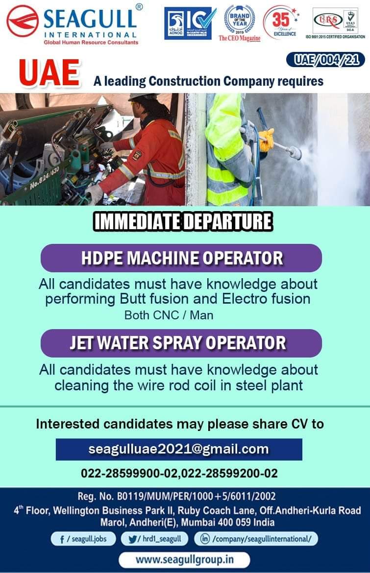WALK IN INTERVIEW IN MUMBAI FOR A CONSTRUCTION COMPANY AT UAE October