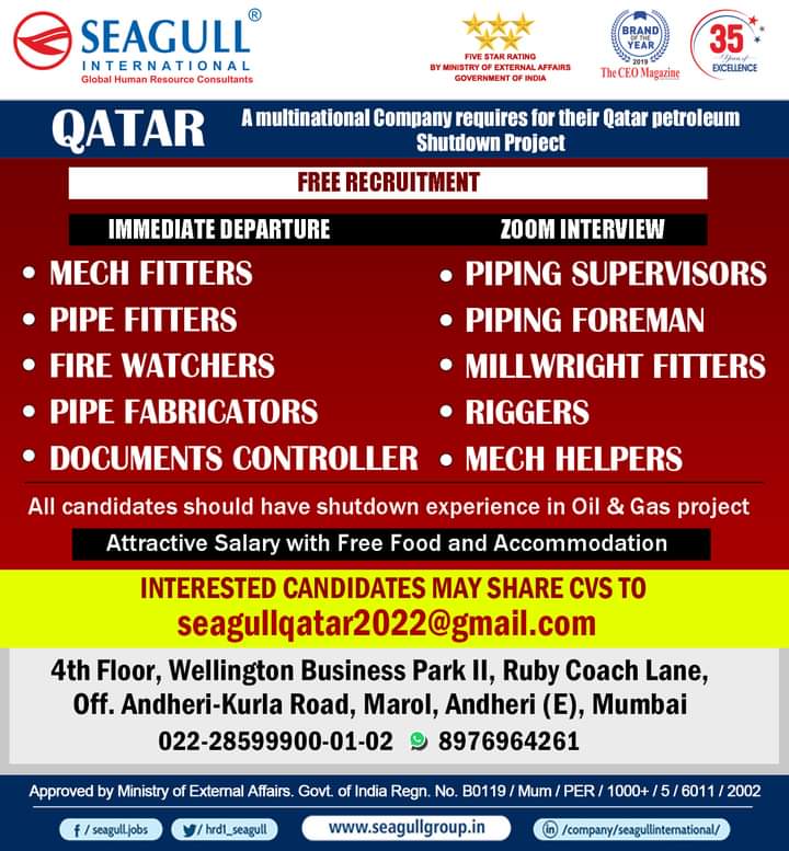 WALK IN INTERVIEW TRICHY FOR A LEADING COMPANY IN QATAR