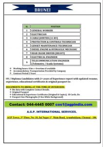 WALK IN INTERVIEW AT CHENNAI FOR BRUNEI