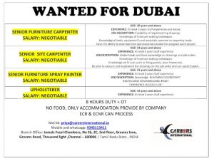 WALK IN INTERVIEW AT CHENNAI FOR DUBAI