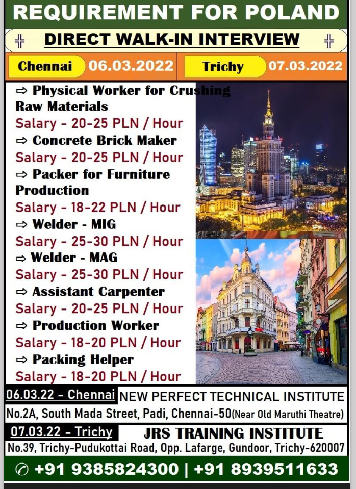 WALK IN INTERVIEW AT TRICHY FOR POLAND