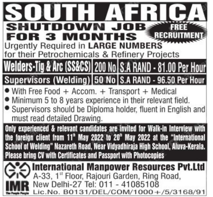 WALK IN INTERVIEW AT DELHI FOR AFRICA