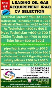 WALK IN INTERVIEW AT TRICHY FOR IRAQ