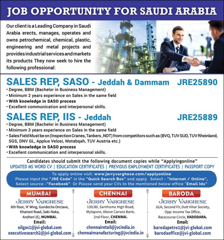 JOB OPPORTUNITIES FOR SAUDI ARABIA
