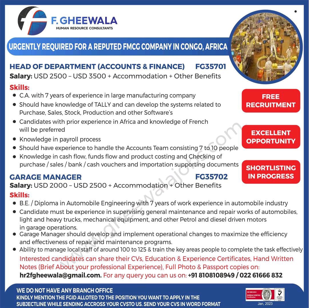 WALK IN INTERVIEW AT MUMBAI FOR AFRICA