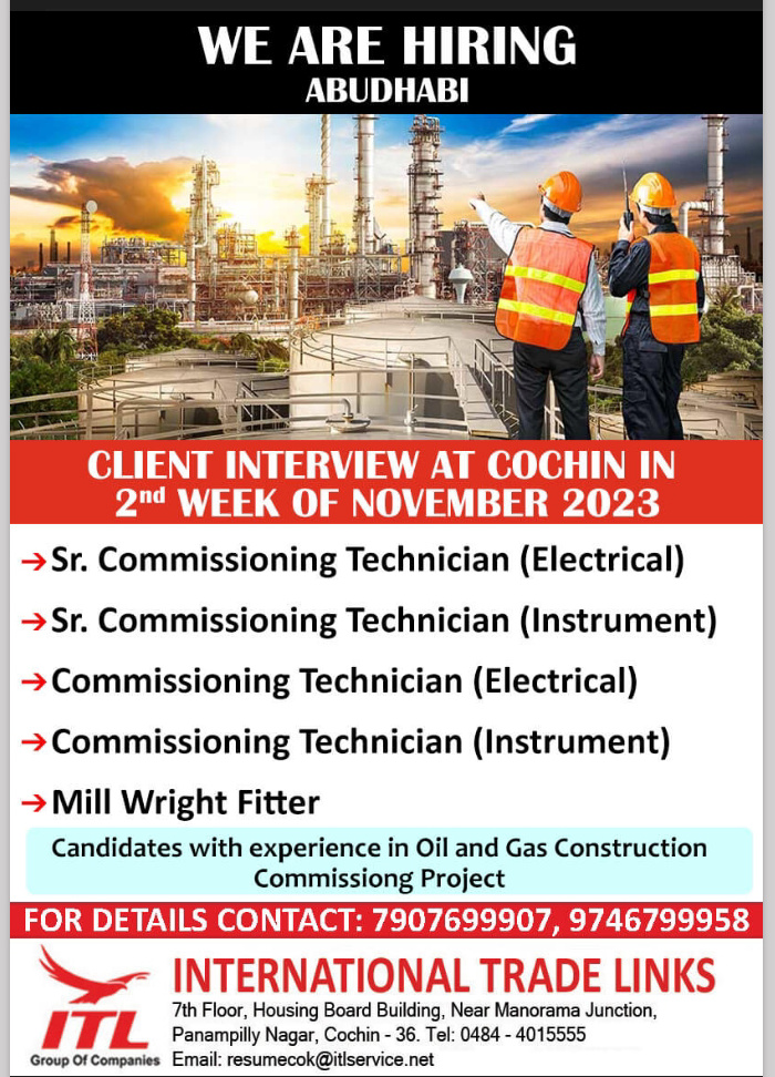 WALK IN INTERVIEW AT COCHIN FOR ABUDHABI