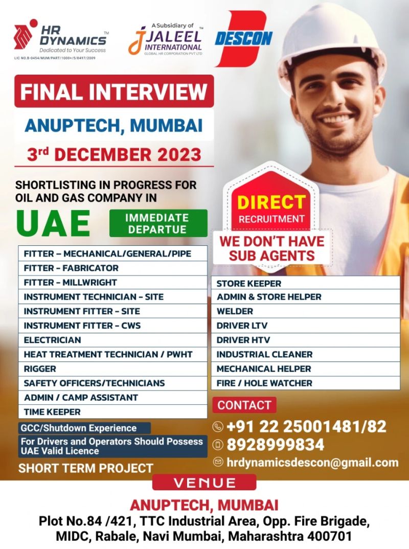 WALK IN INTERVIEW AT MUMBAI FOR UAE