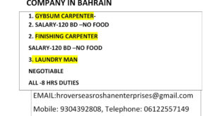 URGENT REQUIREMENT FOR BAHRAIN
