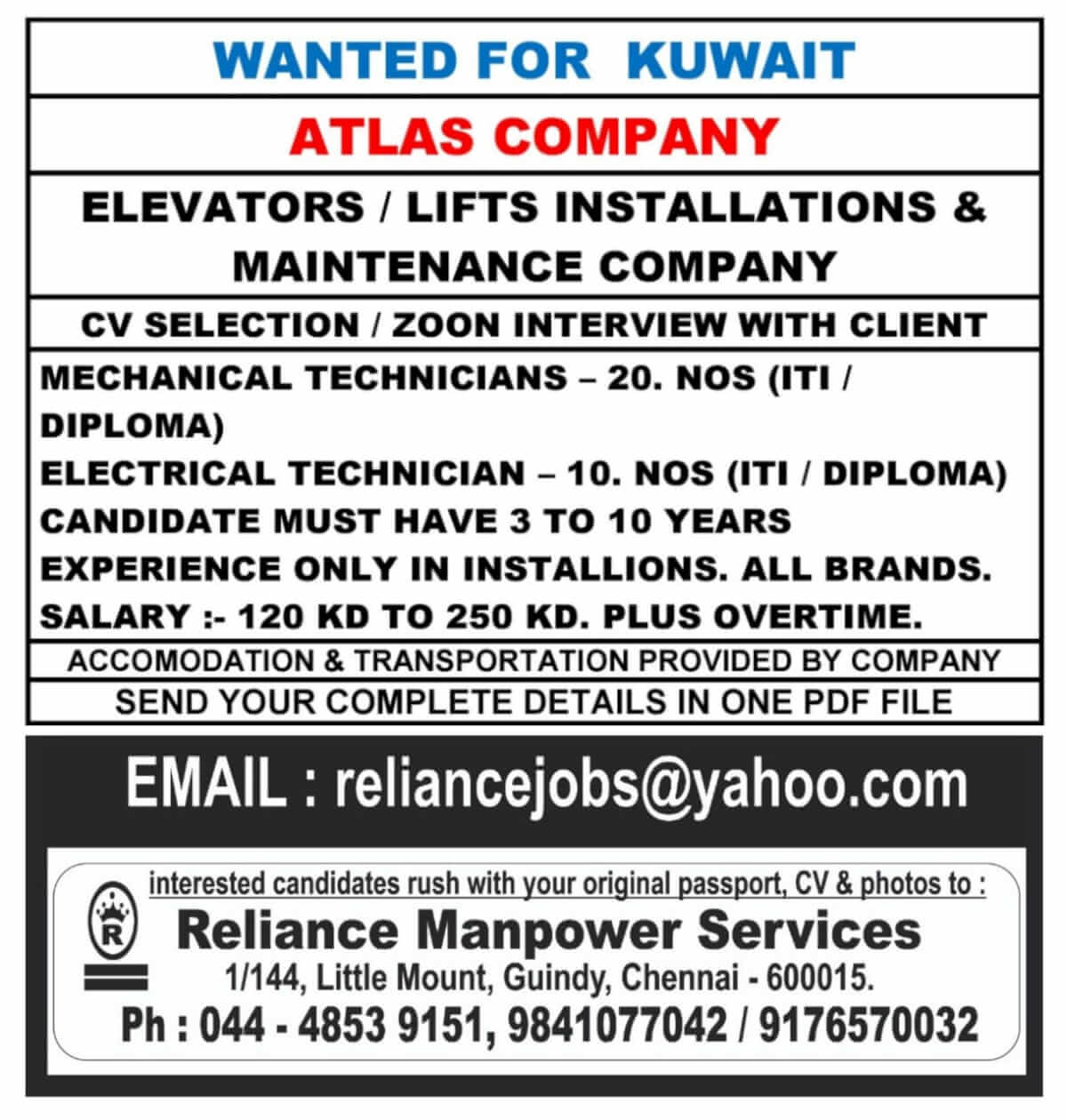 WANTED FOR KUWAIT