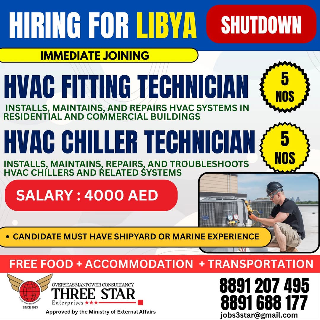 URGENT HIRING FOR SHUTDOWN PROJECT  IN LIBIA