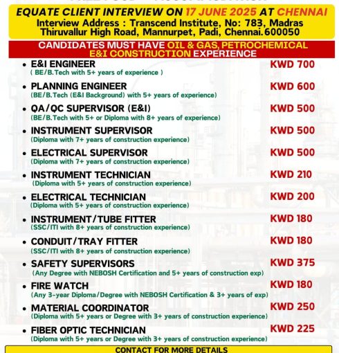 FREE RECRUITMENT FOR EQUATE  SHUTDOWN  PROJECT IN KUWAIT 