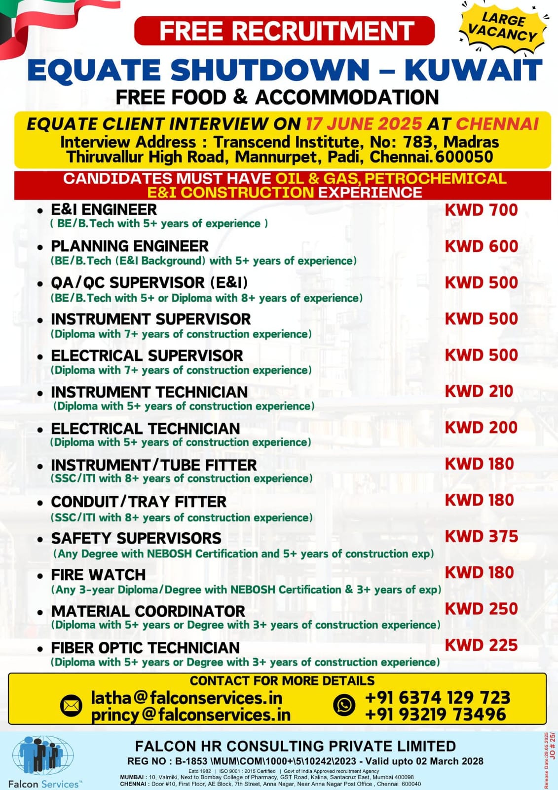 FREE RECRUITMENT FOR EQUATE  SHUTDOWN  PROJECT IN KUWAIT 