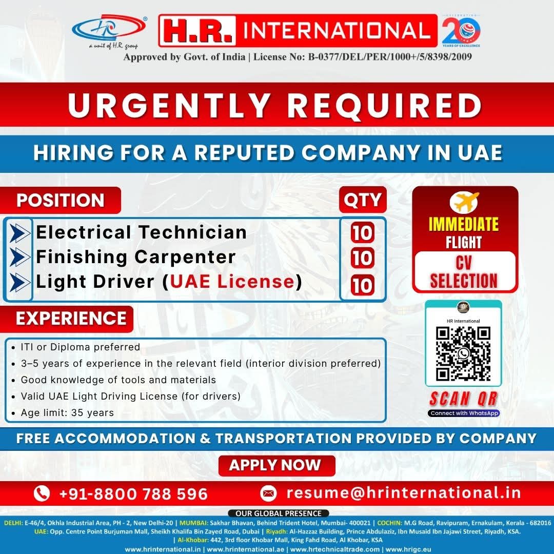 Hiring for a reputed company in UAE