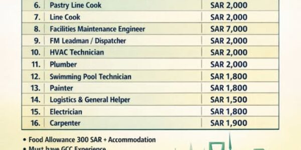 Job Vacancy in Saudi Airport