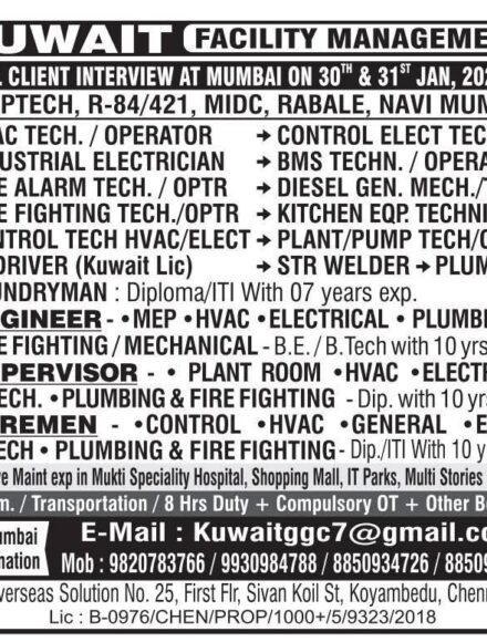 Kuwait jobs for indian graduates
