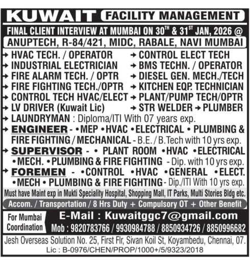 Kuwait jobs for indian graduates