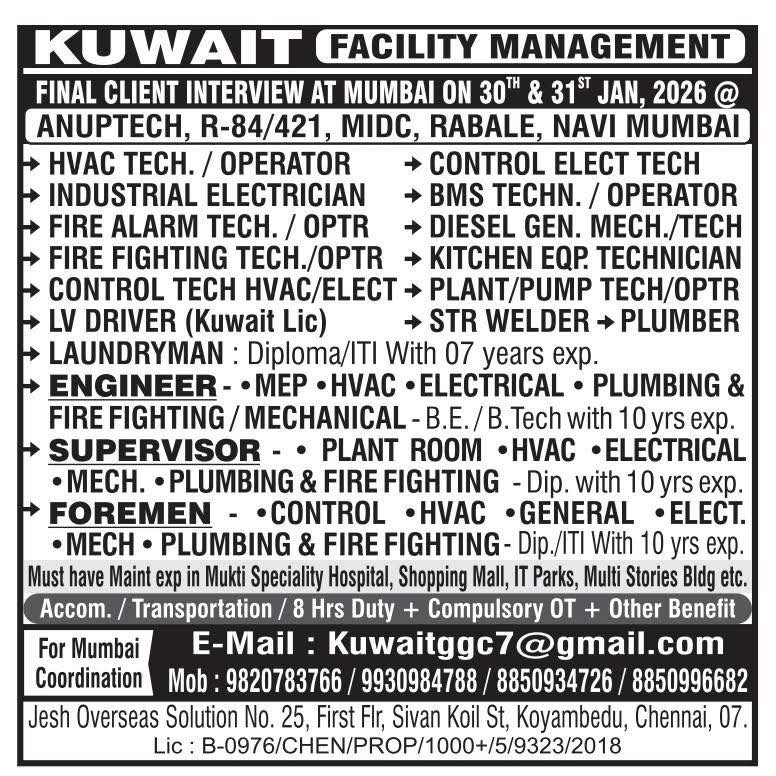 Kuwait jobs for indian graduates
