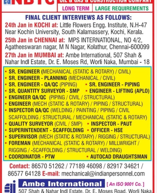 Gulf job walkins in chennai