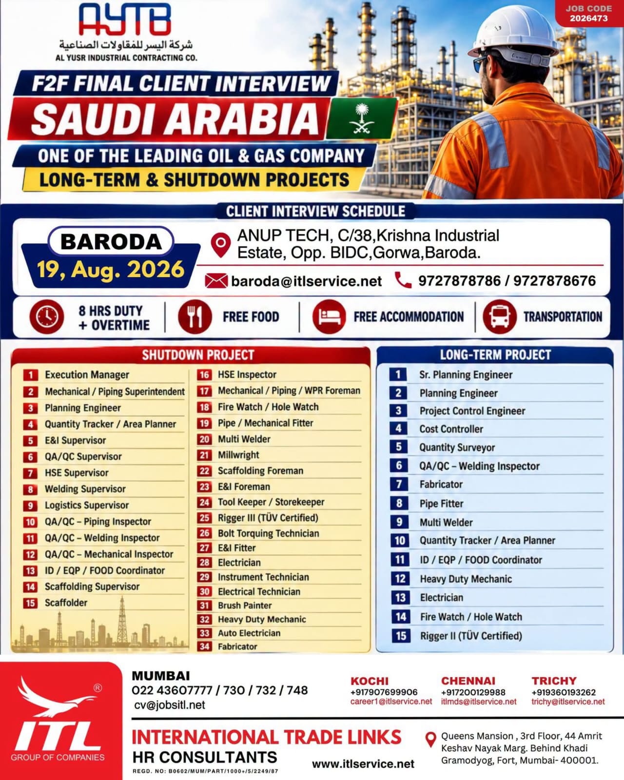 WALK IN INTERVIEW AT MUMBAI FOR SAUDI ARABIA