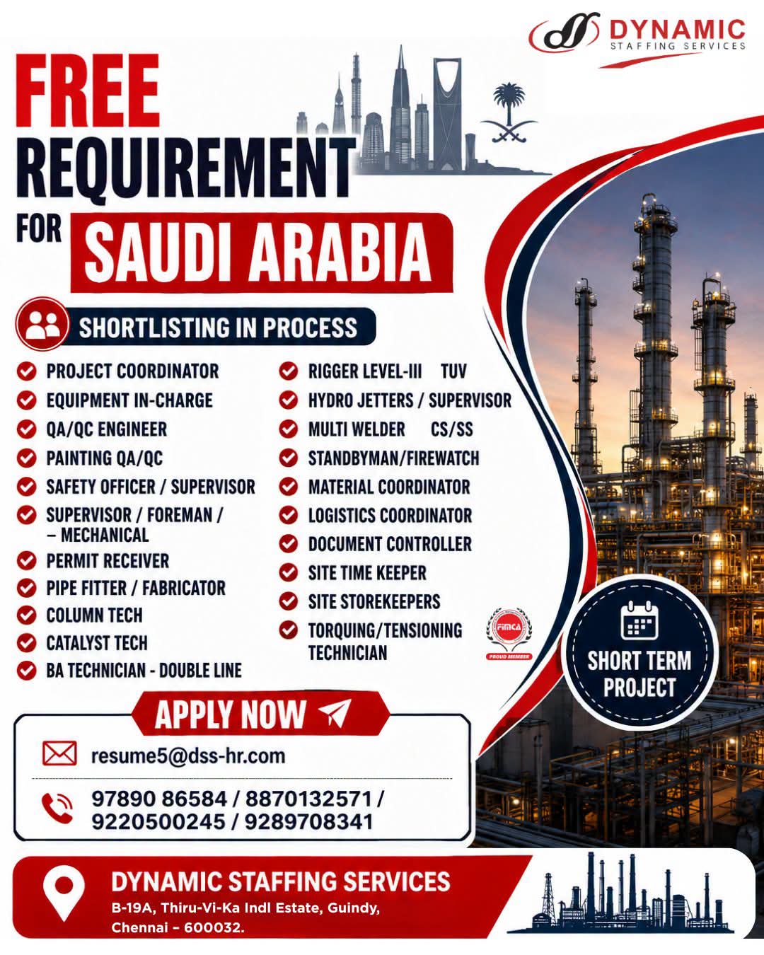 WALK IN INTERVIEW AT CHENNAI FOR SAUDI ARABIA