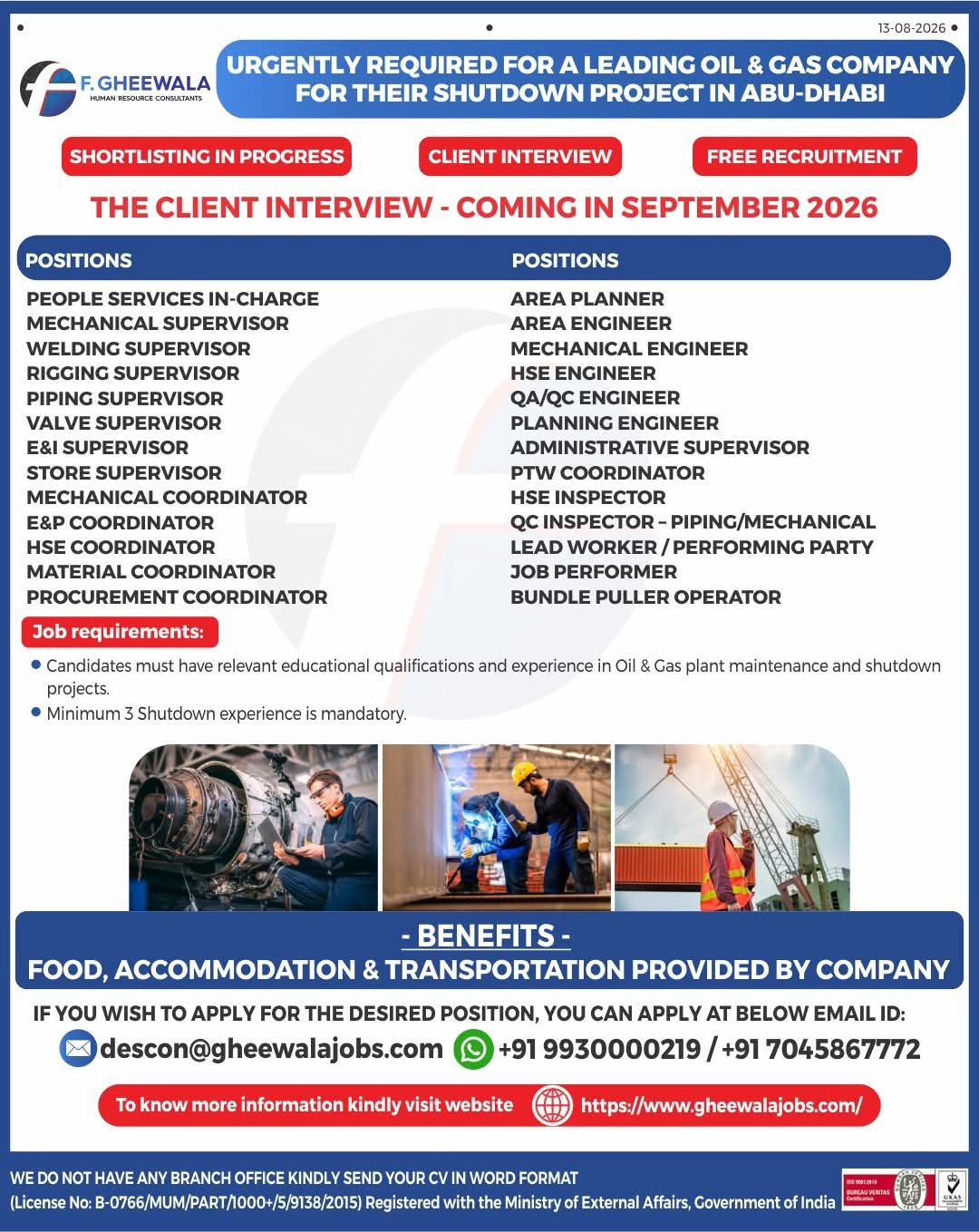 WALK IN INTERVIEW AT MUMBAI FOR ABUDHABI