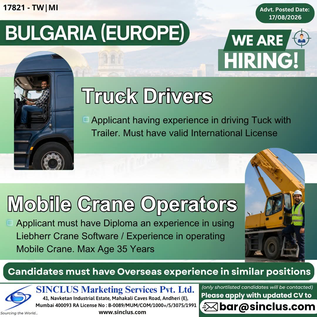 WALK IN INTERVIEW AT MUMBAI FOR EUROPE