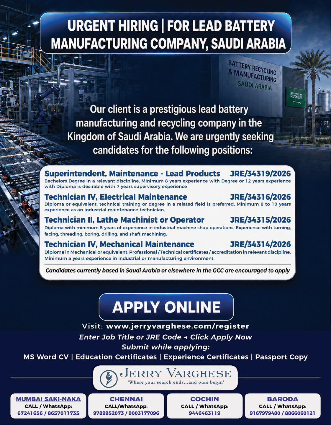 WALK IN INTERVIEW AT MUMBAI FOR SAUDI ARABIA