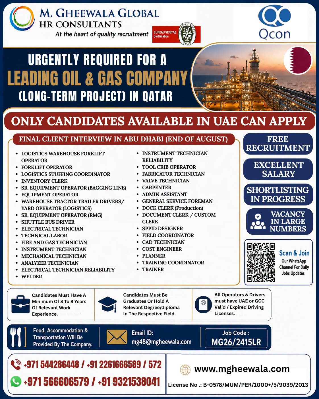 WALK IN INTERVIEW AT MUMBAI FOR QATAR